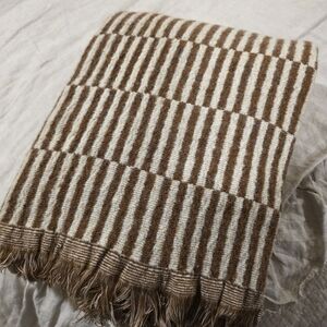 Threshold Brown and Cream Striped Throw Blanket